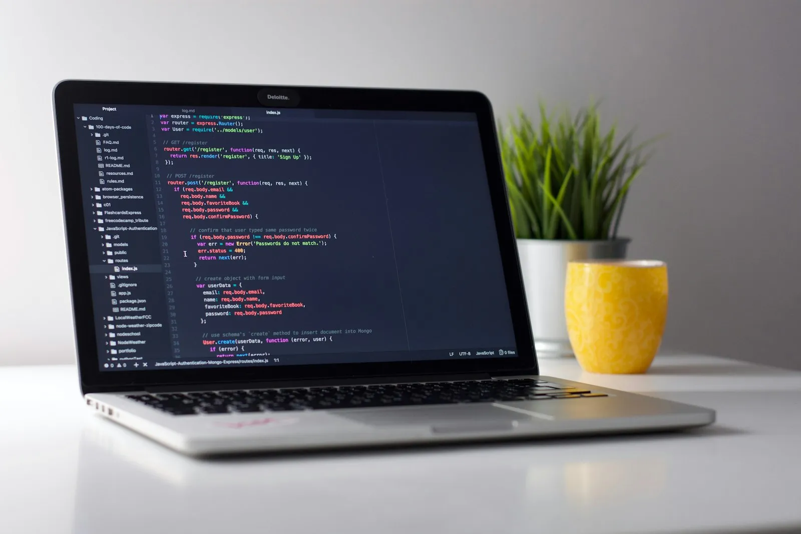 Laptop mit Quellcode — moderne Webentwicklung mit Astro und Next.js